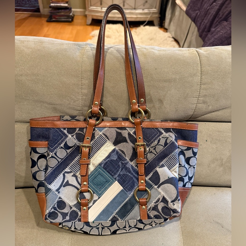 Coach Signature Patchwork Denim Gallery Tote handbag